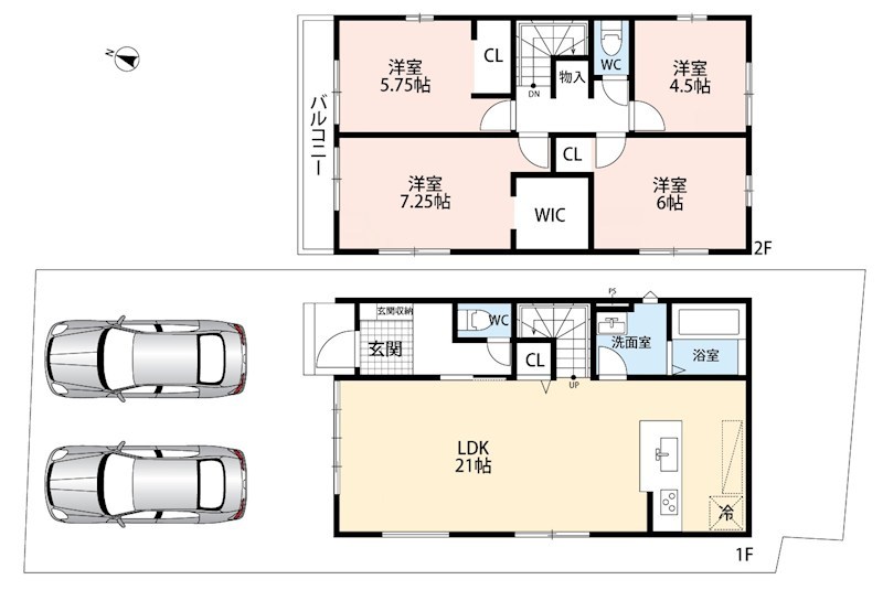 近江八幡市北之庄町　第1期　2号地 間取図・土地図