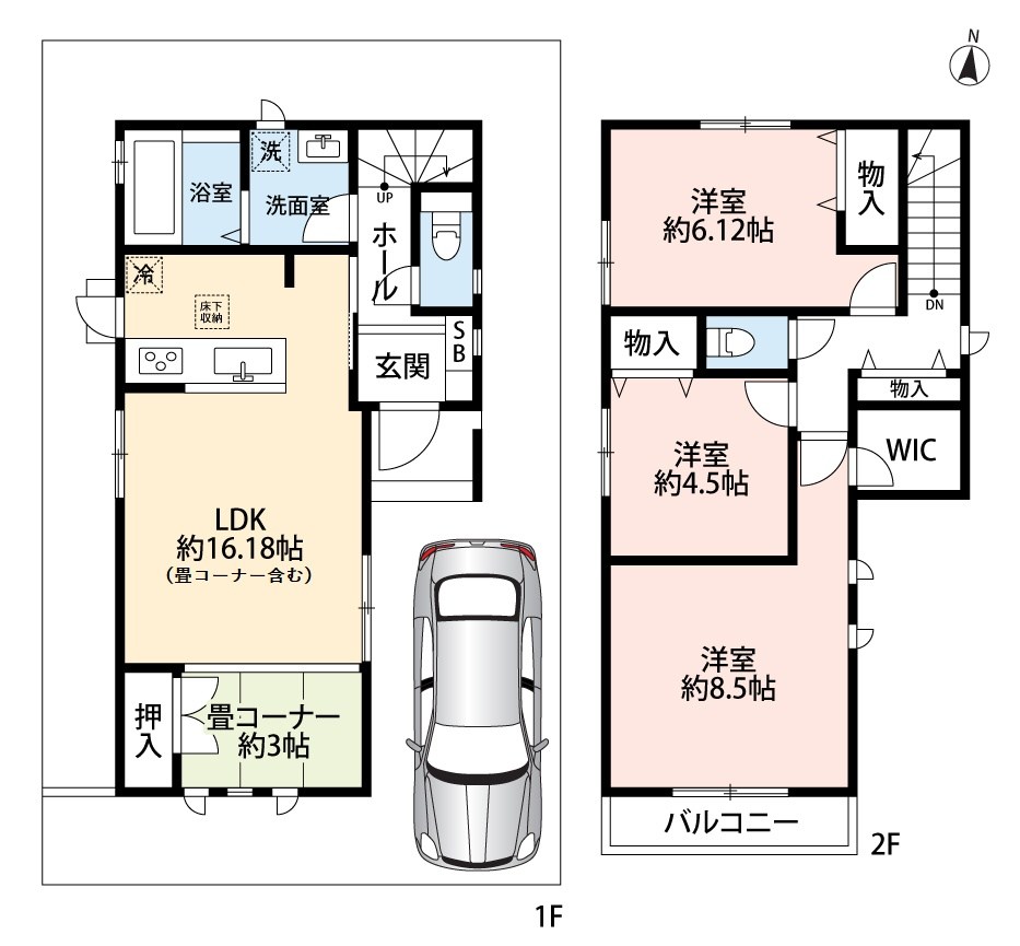 明石市西明石町　A号棟 間取図・土地図