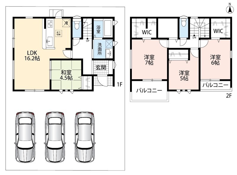 一宮市今伊勢町馬寄　第8期　2号棟 間取図・土地図