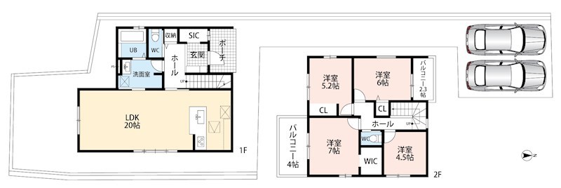 久世郡久御山町市田珠城　第1期　2号地 間取図・土地図