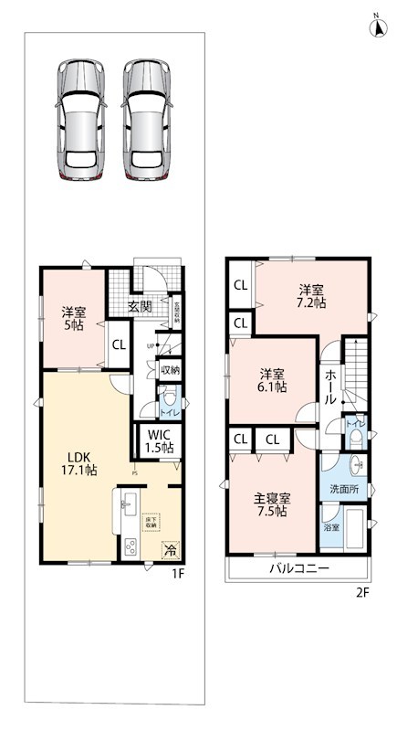 一宮市三条ヱグロ　第6期　4号地 間取図・土地図