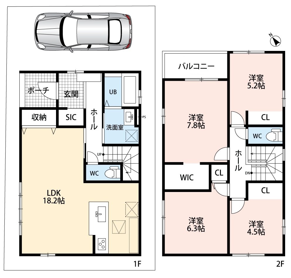 草津市上笠　第1期　1号地 間取図・土地図