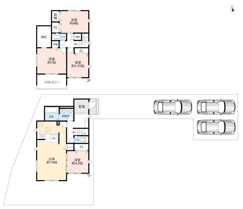 犬山市鳥屋越　2号棟 間取図・土地図