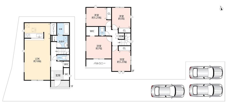 犬山市鳥屋越　5号棟 間取図・土地図