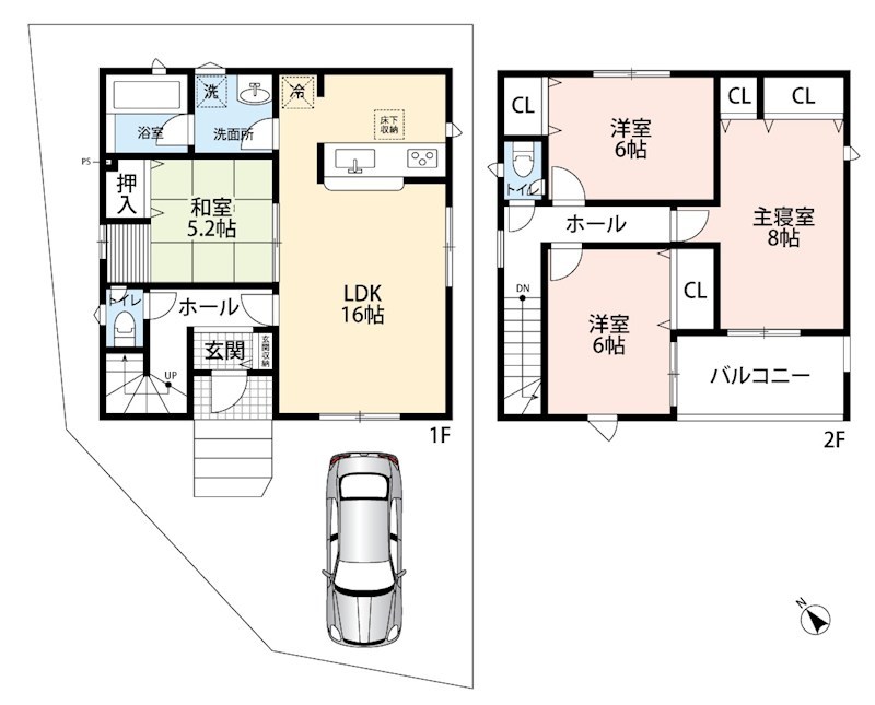 野洲市上屋　第2期　1号地 間取図・土地図