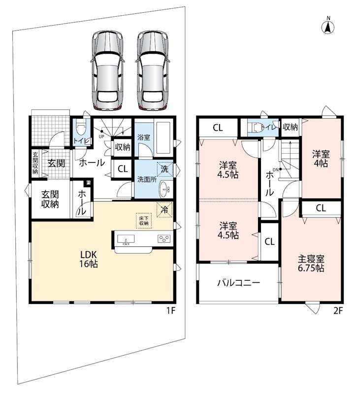八幡市橋本尻江　第1期　4号地 間取図・土地図