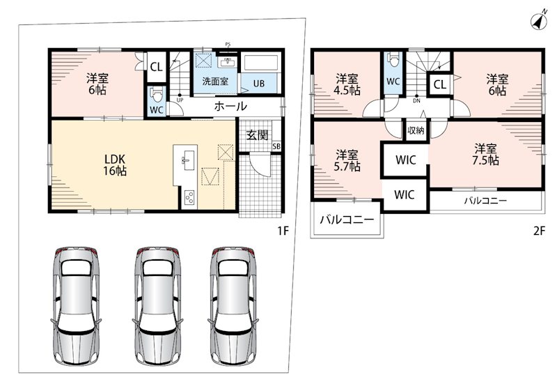 羽島市福寿町本郷　第2期　2号棟 間取図・土地図