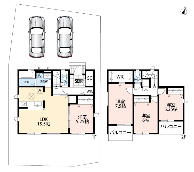 犬山市羽黒二日町　第2期　1号棟 間取図・土地図