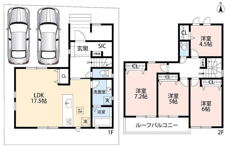 八幡市川口東扇　第1期 間取図・土地図