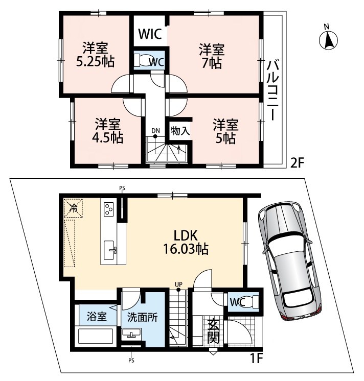 城陽市枇杷庄島ノ宮　第2期　1号地 間取図・土地図