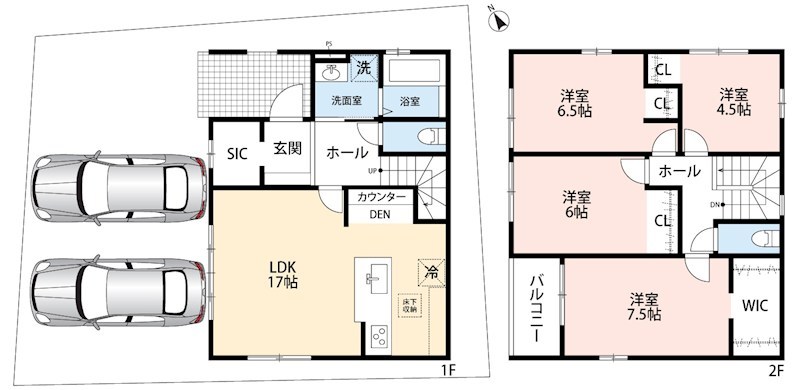 姫路市飾磨区構　第1期　1号地 間取図・土地図