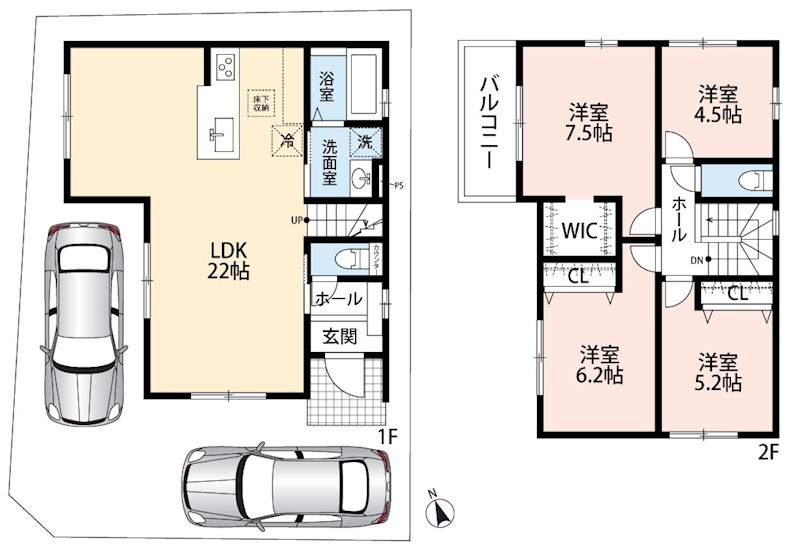 姫路市飾磨区構　第1期　2号地 間取図・土地図