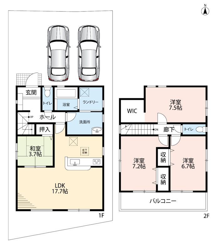 加古川市野口町水足　第3期　1号地 間取図・土地図