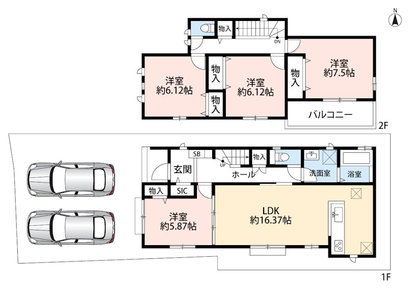 明石市二見町東二見　C号地 間取図・土地図