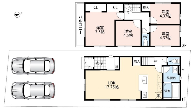 宇治市広野町丸山　第1期　2号地 間取図・土地図