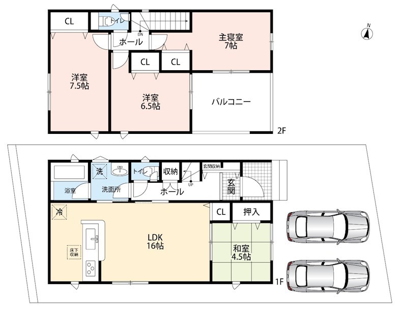 城陽市寺田市ノ久保　第6期　2号地 間取図・土地図