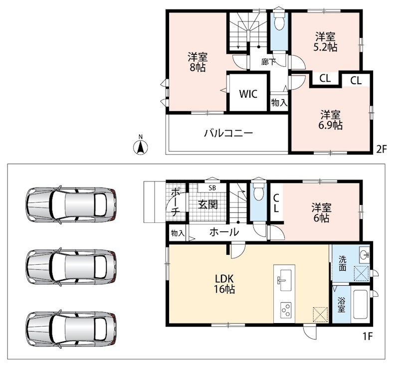 一宮市千秋町佐野農中　第1期 間取図・土地図