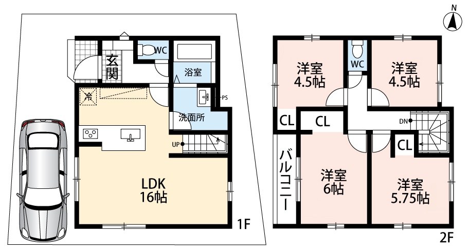 城陽市久世北垣内　第1期 間取図・土地図