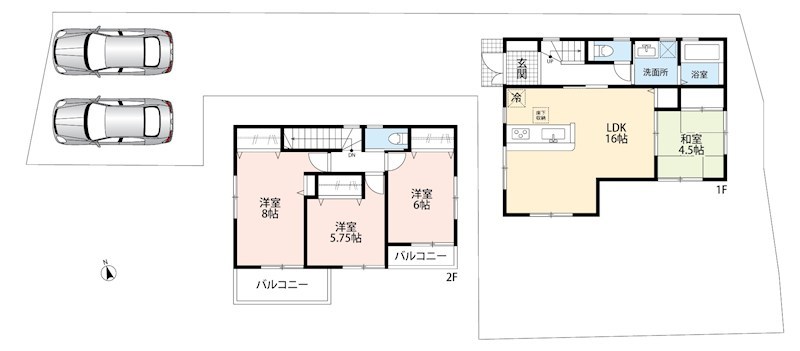 八幡市八幡隅田口　第2期　2号地 間取図・土地図