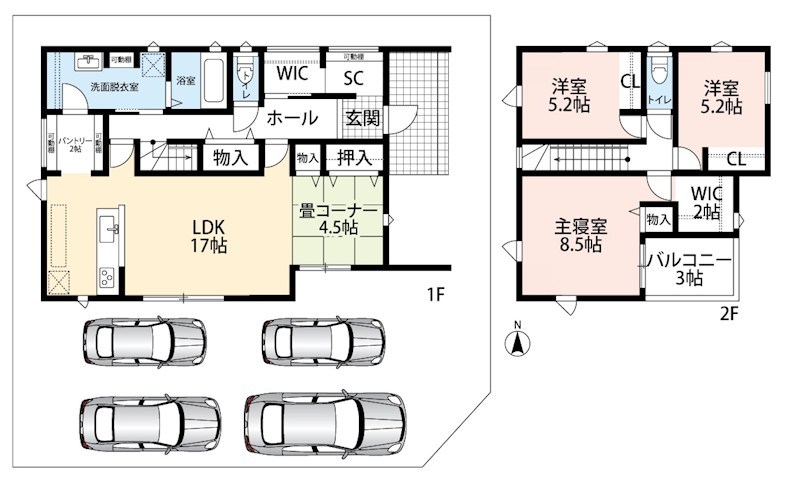 一宮市西五城　B号地　  間取図・土地図