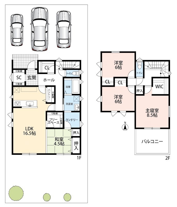 一宮市西五城　C号地　 間取図・土地図