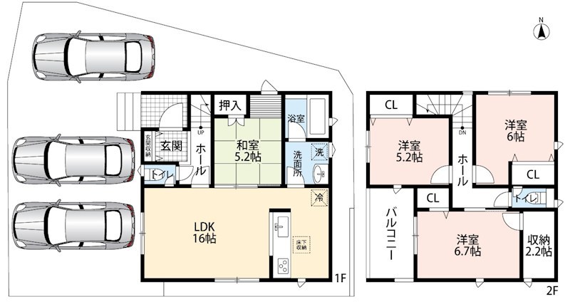 京田辺市草内穴口　第6期　1号地 間取図・土地図