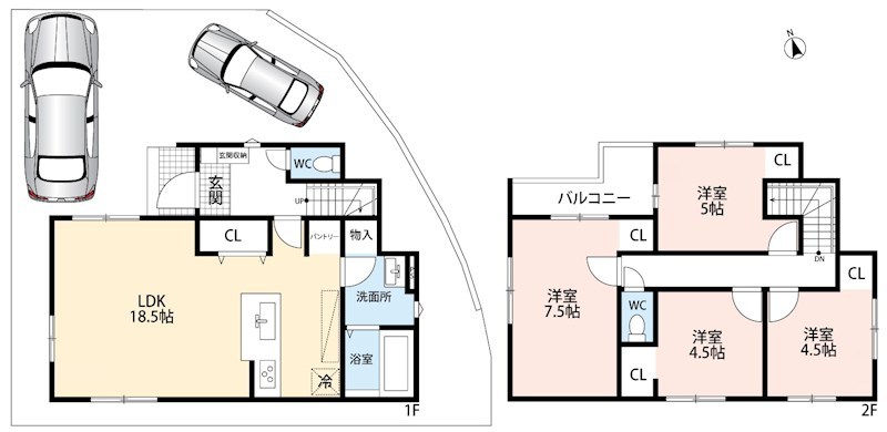 京都市山科区小山西御所町　第1期　5号地 間取図・土地図