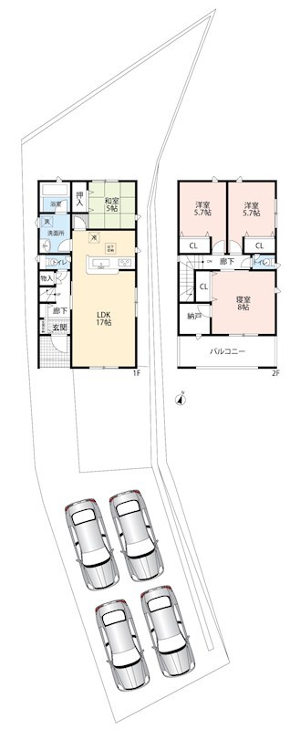 美濃加茂市本郷町　第11期　4号地 間取図・土地図