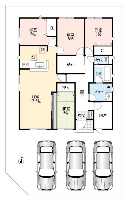 土岐市妻木町　第6期　1号地 間取図・土地図