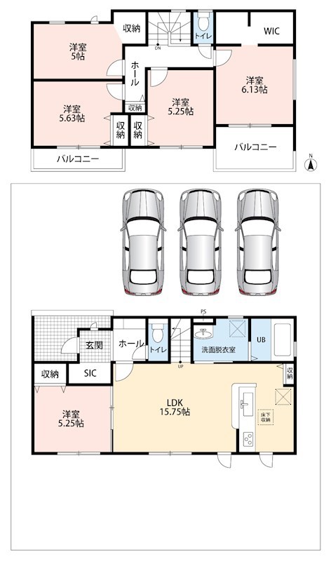 四日市市楠町北五味塚　第10期　5号地 間取図・土地図