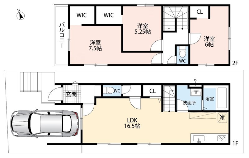 宇治市広野町寺山　第3期　1号地 間取図・土地図