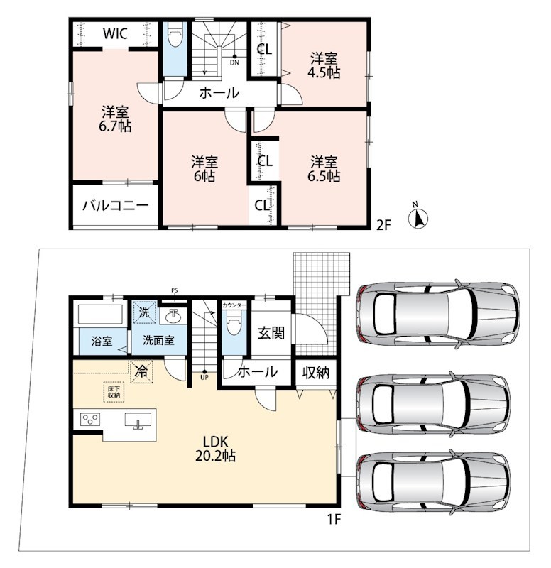 加古郡稲美町中村　第1期　1号地 間取図・土地図