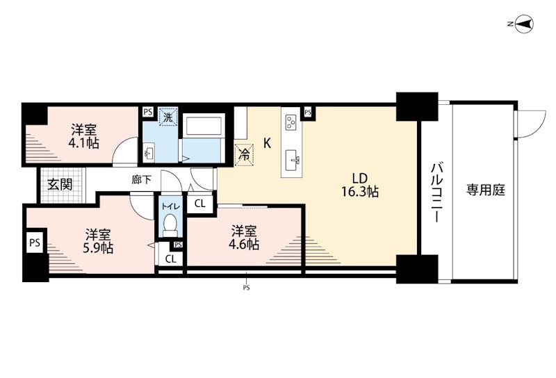 ローズハイツ香里園　3号棟 間取図・土地図