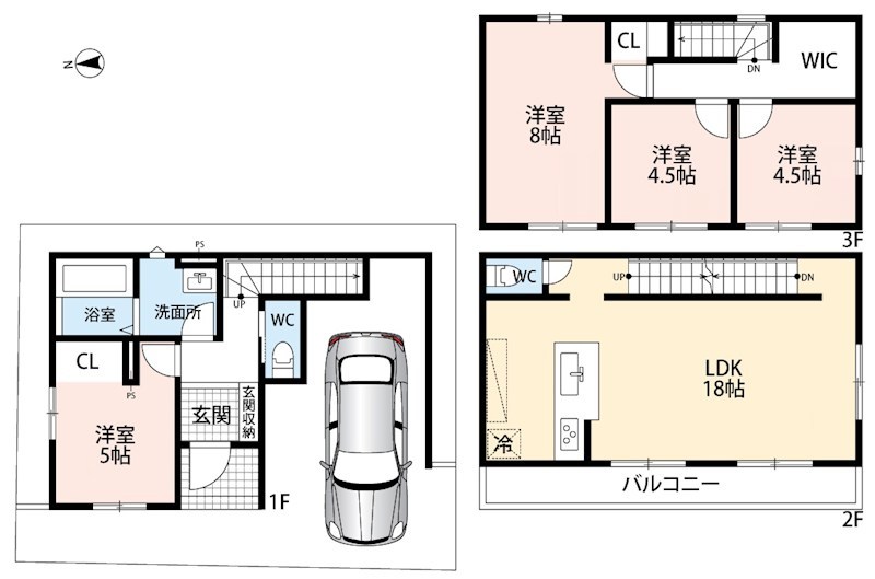 寝屋川市春日町　第3期　1号地 間取図・土地図