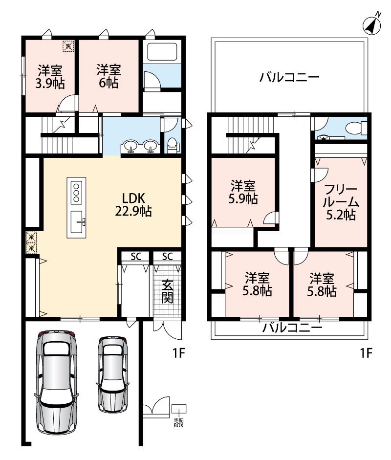 寝屋川市東香里園町　 間取図・土地図