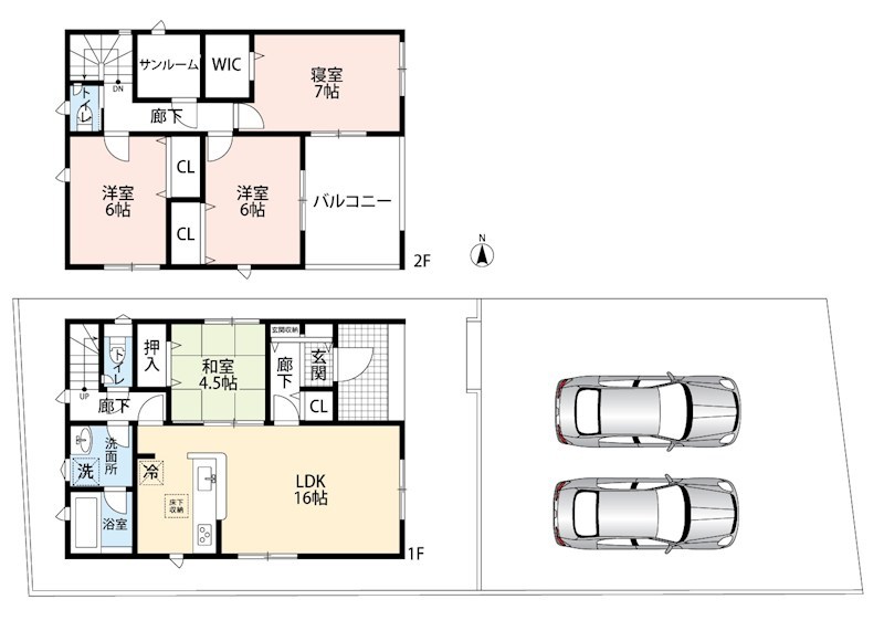 一宮市北方町北方狐塚郷　第2期　2号地 間取図・土地図