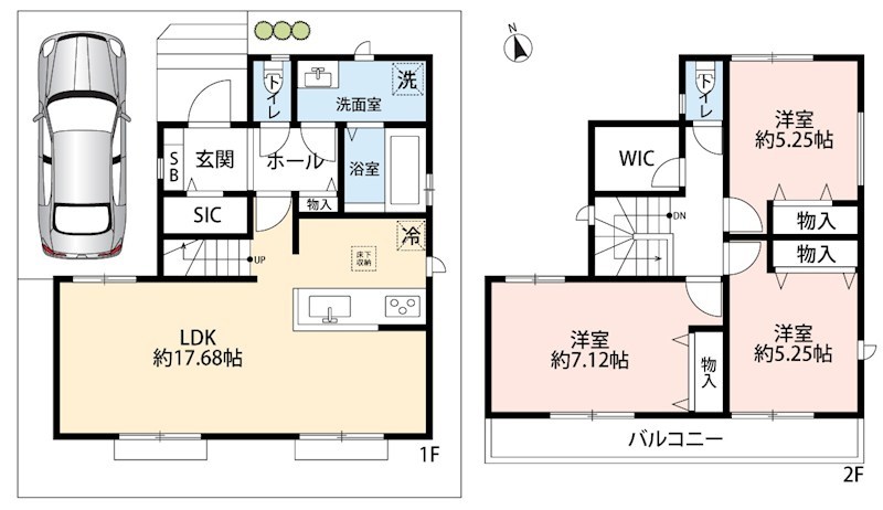 八幡市川口東扇 間取図・土地図