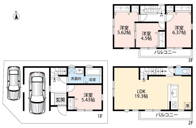 東大阪市鷹殿町　第1期 間取図・土地図