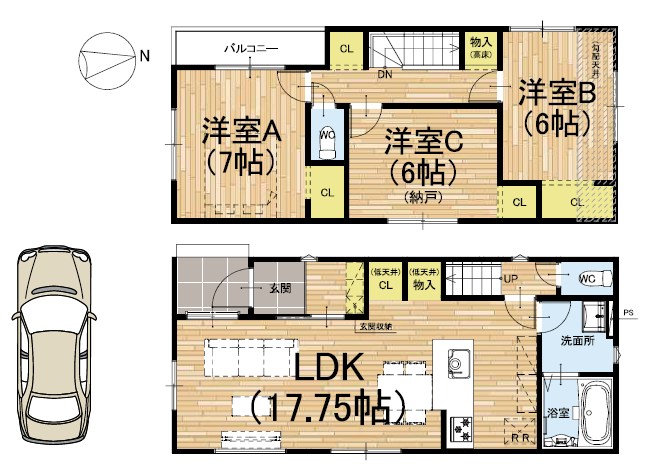 京都市左京区修学院水上田町　第1-2期　7号地 間取図・土地図