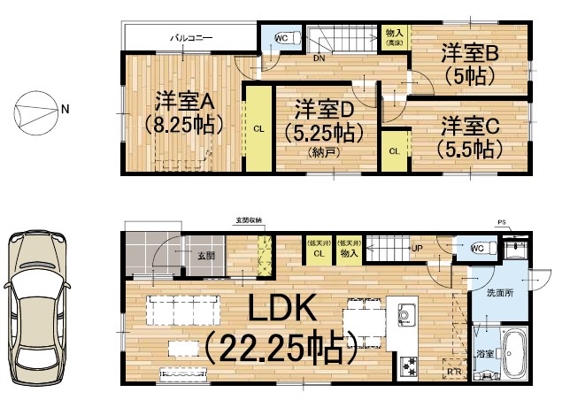 京都市左京区修学院水上田町　第1-2期　8号地 間取図・土地図