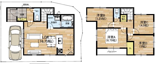 堺市東区菩提町　第1期 　2号地 間取図・土地図