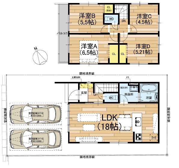 守山市岡町　第1期　2号地 間取図・土地図