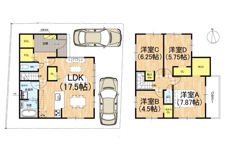 京都市西京区上桂西居町　第1期　1号地 間取図・土地図