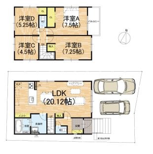 宇治市広野町寺山　第2期　2号地 間取図・土地図