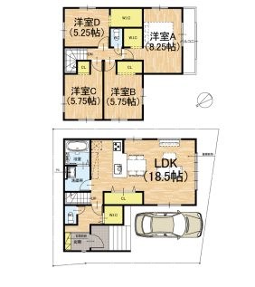 宇治市羽拍子町　第2期　1号地 間取図・土地図
