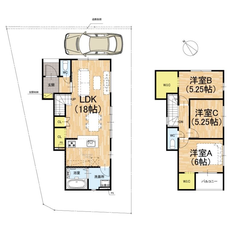 京都市山科区御陵檀ノ後　第1期　1号地 間取図・土地図