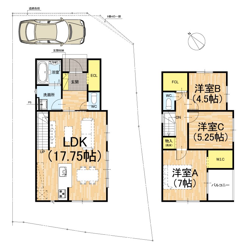 京都市山科区御陵檀ノ後　第1期　2号地 間取図・土地図