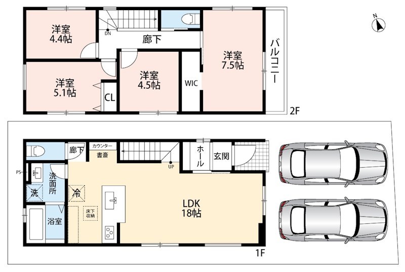 四條畷市中野本町　第1期　2号地 間取図・土地図