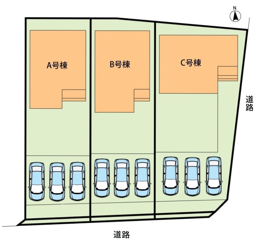 一宮市萩原町林野大門先　A号棟　 区画図