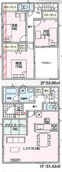 枚方市釈尊寺町　第4期　5号地 間取図・土地図